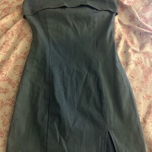 Chic Strapless Blue Dress